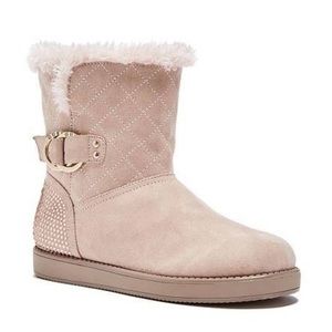 GUESS Pink Shearling Quilted Suede Boots size 5